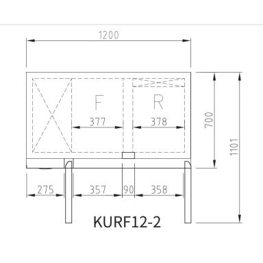 Turbo KURF12-2-N(HC) Two Door Dual Bench Fridge Freezer