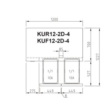 Turbo Air KUF12-2D-4-N(HC)  1200mm Under Bench Four Drawer Freezer 311L