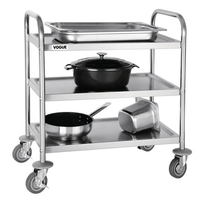 Vogue F993 Stainless Steel 3 Tier Clearing Trolley Small 825(H) x 710(W) x 405(D)mm