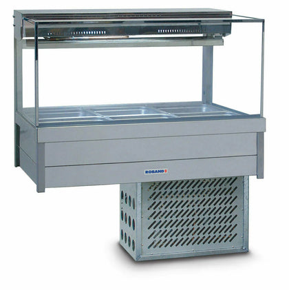 Roband SRX23RD Square Glass Refrigerated Display Bar, 6 pans