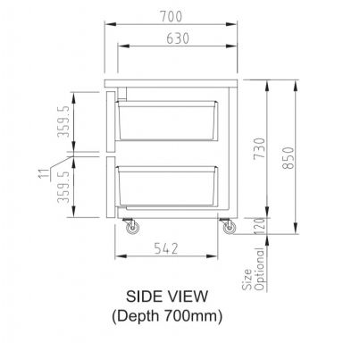 Turbo Air KUF12-2D-4-N(HC)  1200mm Under Bench Four Drawer Freezer 311L