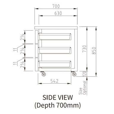 Turbo Air KUR18-3D-6-N(HC) 1800mm Under Bench Fridge 1 Door 6 Drawers 538L