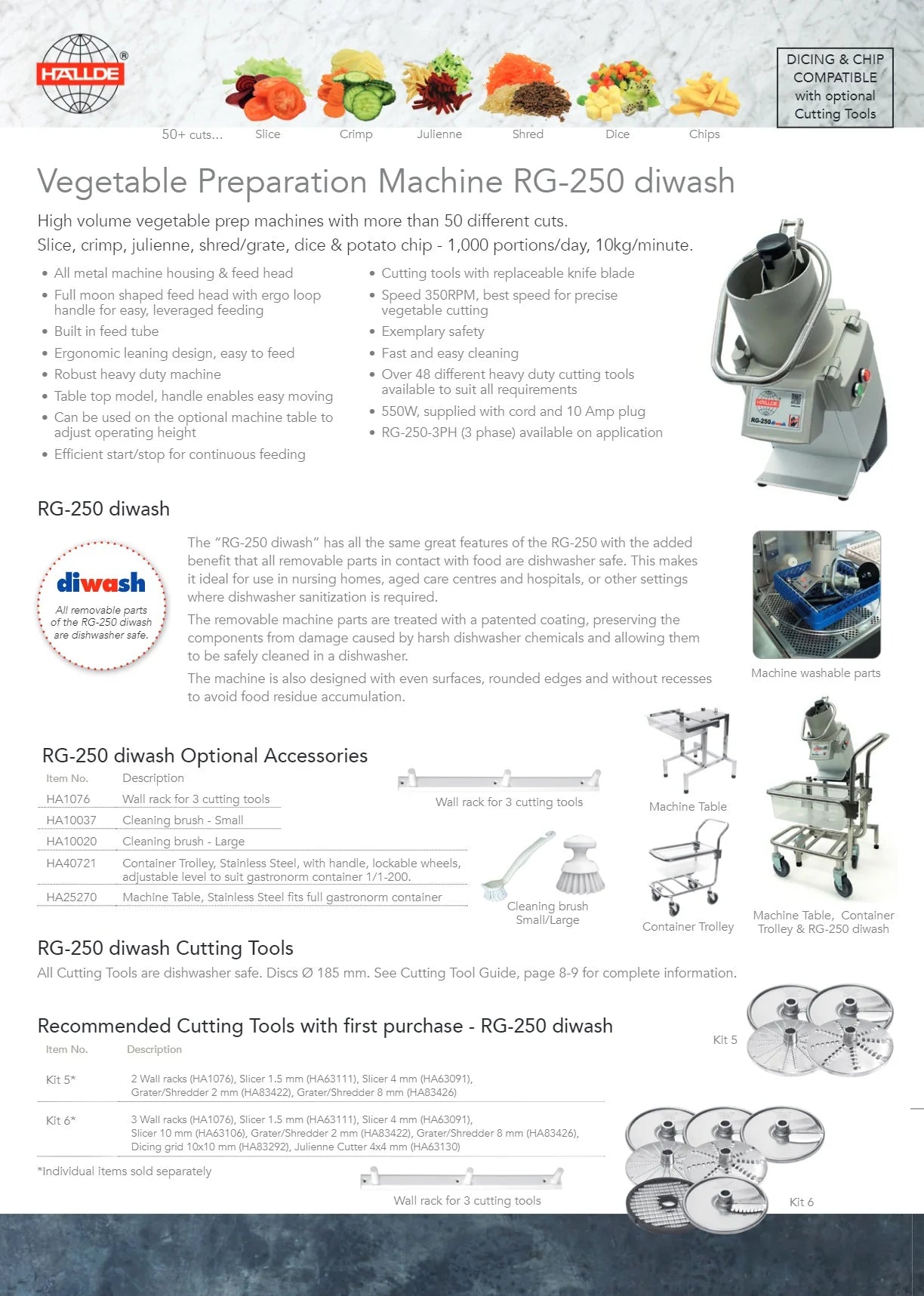 HALLDE RG-250 Diwash - Vegetable Preparation Machine