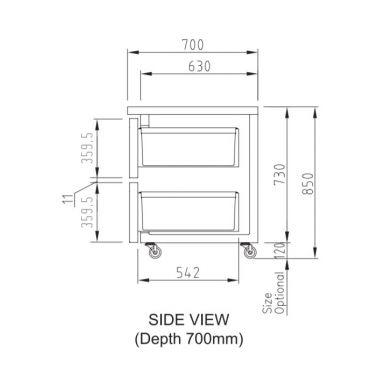 Turbo Air KUR12-2D-4-N(HC) 1200mm Under Bench Drawer Fridge Four Drawers 311L