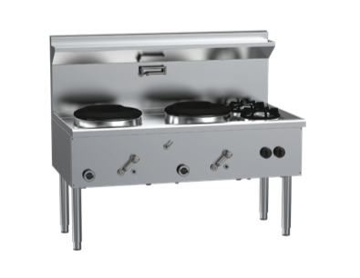 Luus Element EWZ-2C2B Double Compact Waterless Wok 2 Side Burners 1500mm