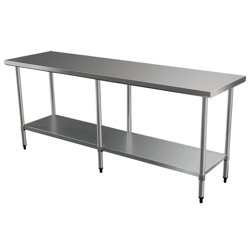 Brayco/2496/Commercial Grade Stainless Steel Flat Bench2438x610x900mm high