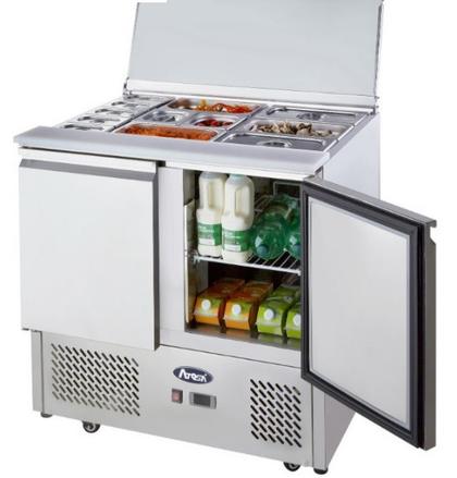 Atosa ESL3800 Two Door Salad Prep Fridge with Lid 300L