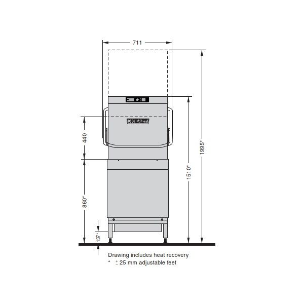 Hobart AMXR Electronic Pass Through Hood Dishwasher