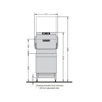 Hobart AMXR Electronic Pass Through Hood Dishwasher