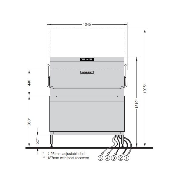 Hobart AMXT-HL PROFI GLASS AND DISHWASHER, DOUBLE RACK with AUTO HOOD LIFT