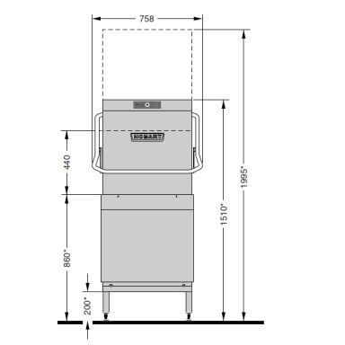 Hobart AMX-VHL PROFI Passthrough Glass and Dishwasher with Auto Hood Lift and Vapostop