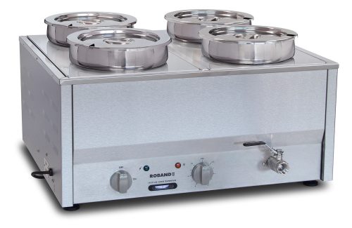 Roband BM4E Counter Top Bain Marie - 4 x 200 mm round (7.25 L) pots & lids