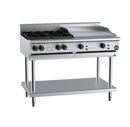 B&S BLACK BT-SB4-GRP6 Combination 4 Open Burners 600mm Grill Plate