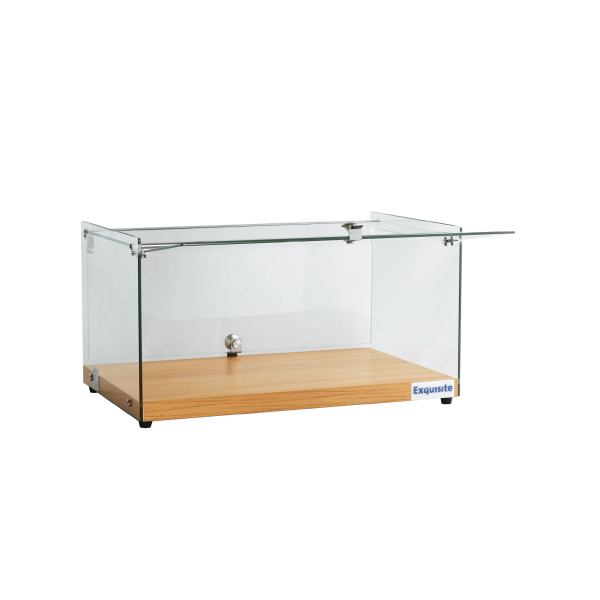 Exquisite CD35-W One Tier Flat Glass Ambient Cake Display – Elegant Walnut Colour