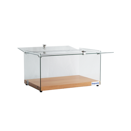 Exquisite CD35-B One Tier Flat Glass Ambient Cake Display – Woodgrain Black Colour