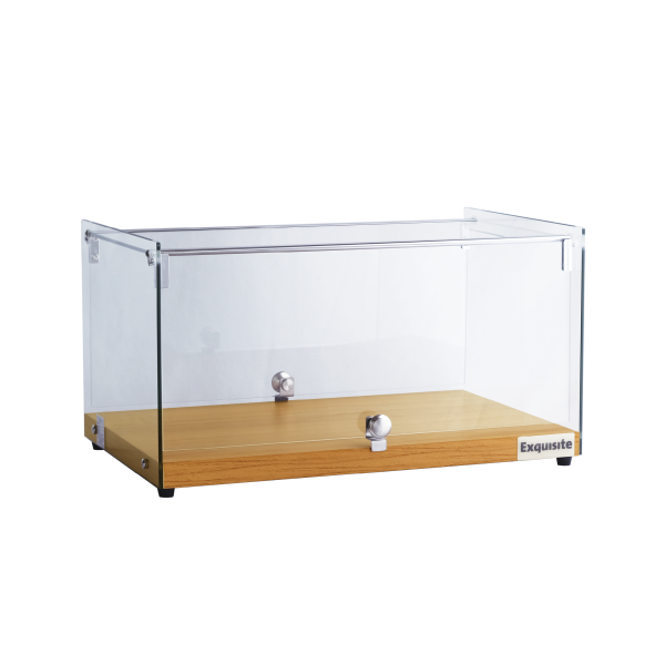 Exquisite CD35-O One Tier Flat Glass Ambient Cake Display – Natural Oak Colour