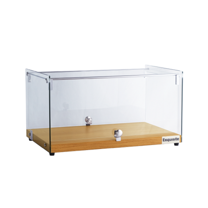 Exquisite CD45-O Two Tiers Curved Glass Ambient Cake Display – Natural Oak Colour