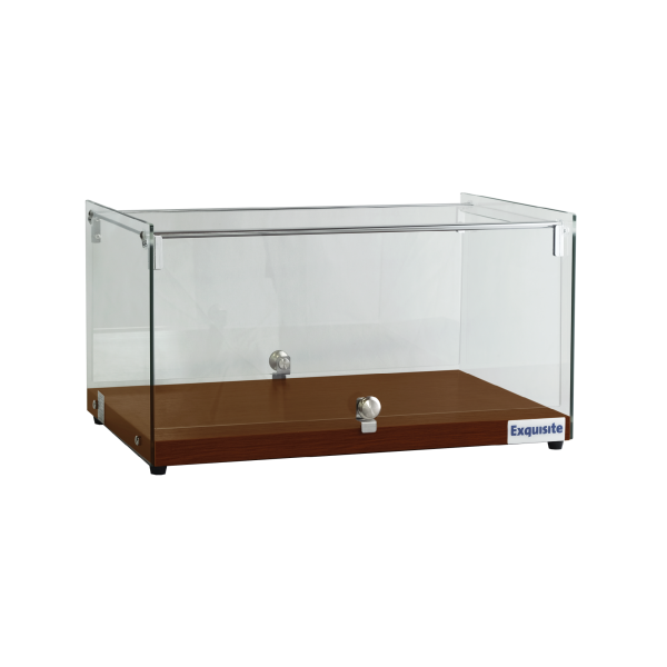 Exquisite CD35-W One Tier Flat Glass Ambient Cake Display – Elegant Walnut Colour