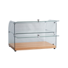 Exquisite CD45-B Two Tiers Curved Glass Ambient Cake Display – Woodgrain Black Colour