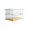 Exquisite CD50-O Two Tiers Flat Glass Ambient Cake Display – Natural Oak Colour