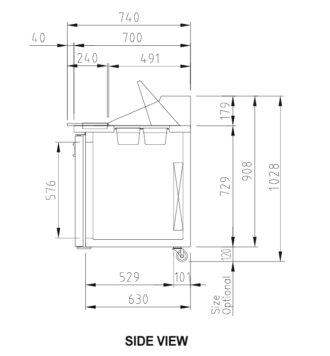 Turbo Air CTPR-44SD TURBO AIR One Door Pizza Prep Fridge 396L