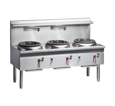 Cobra CW3H-CCD_NAT 1800mm Gas Waterless Wok with 2 Chimney burners and 1 Duckbill burner