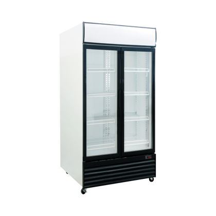 Exquisite DC1000P Two Glass Doors Upright Display Refrigerators – White