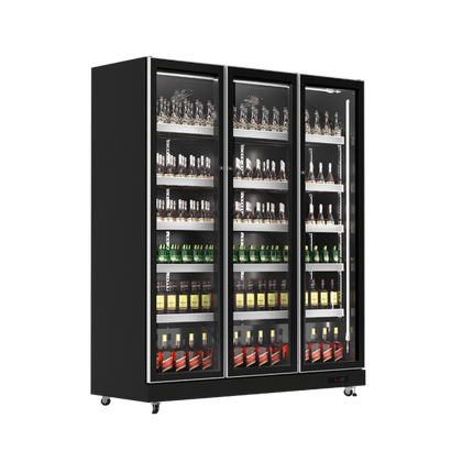 Exquisite DC1100 Three Glass Doors Upright Display Refrigerators – Black