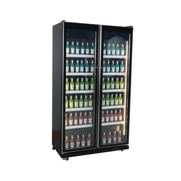 Exquisite DC700 Two Glass Doors Upright Display Refrigerators – Black