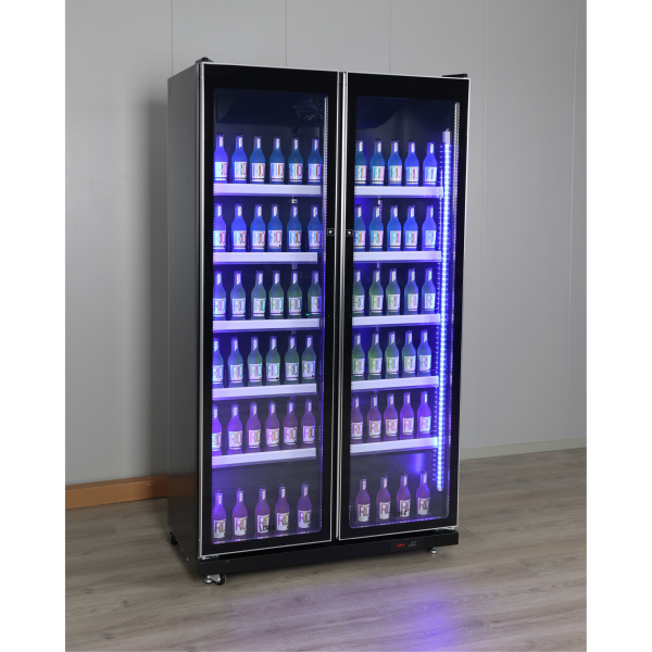 Exquisite DC700 - 2 Glass Doors Upright Display Fridge - Black Colour