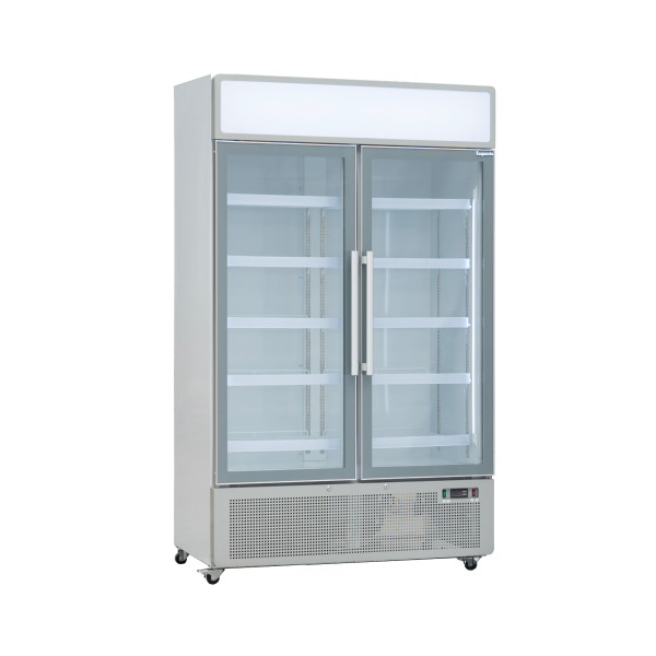 Exquisite DC880P Two Glass Door Upright Display Refrigerators – White