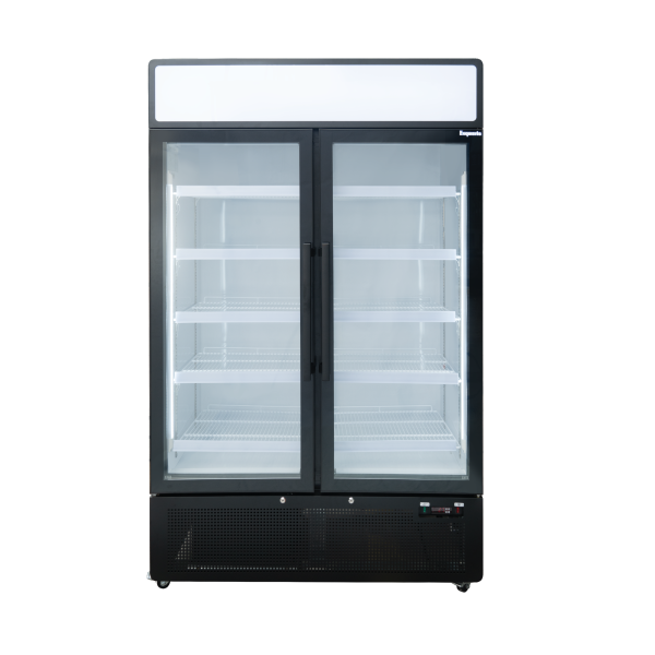 Exquisite DC880PB Two Glass Door Upright Display Refrigerators – Black