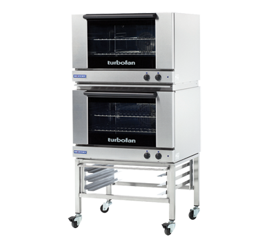 Turbofan E27M2/2C - Full Size Tray Manual Electric Convection Ovens Double Stacked With Castor Base Stand
