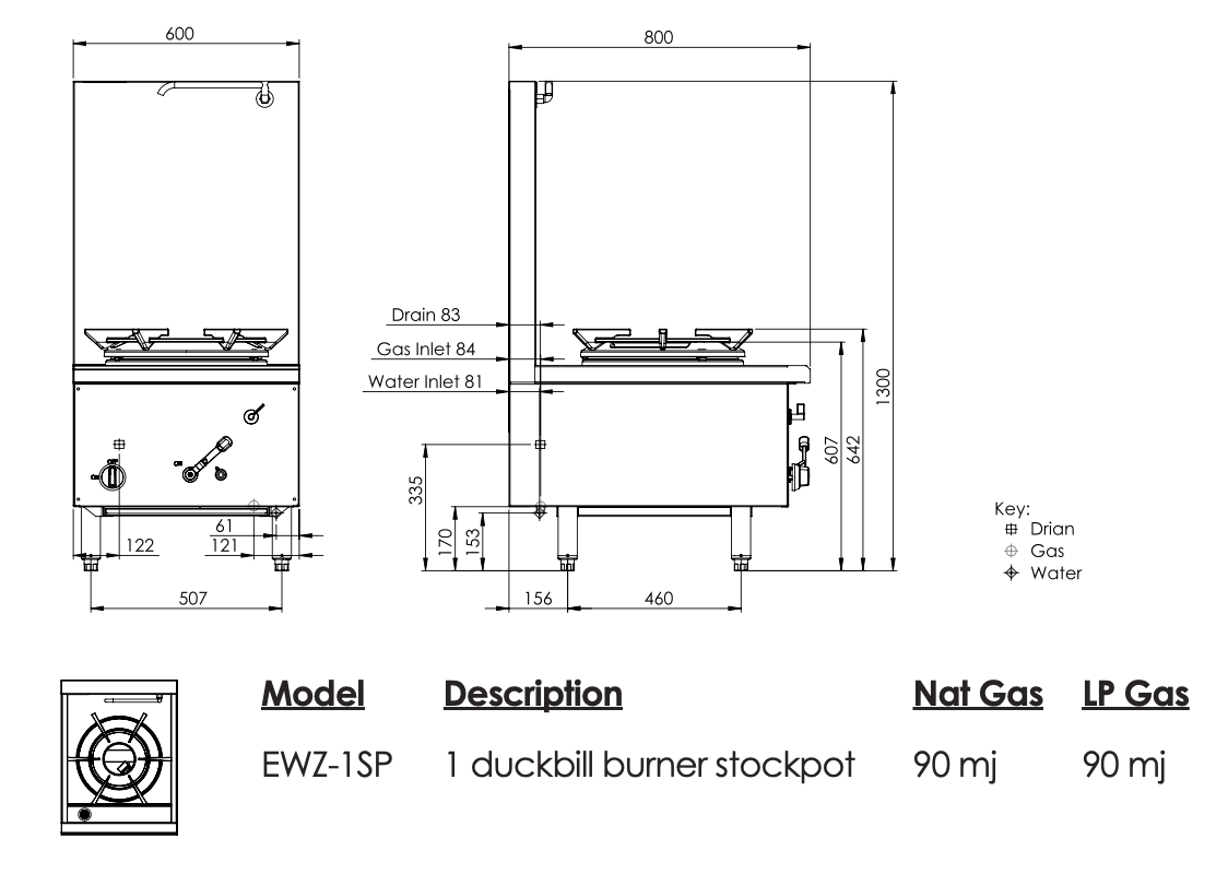 Luus Element EWZ-1SP Compact Waterless Stockpot 600mm