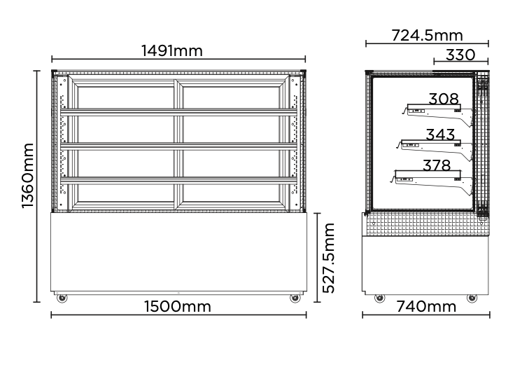 Bromic FD4T1500A 1500mm 4 Tier Ambient Food Display_Special Order Only