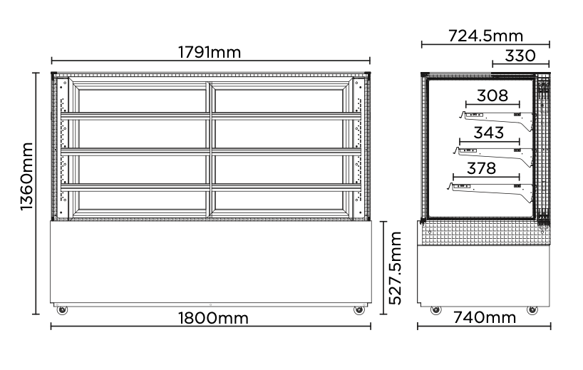 Bromic FD4T1800A 1800mm 4 Tier Ambient Food Display_Special Order Only