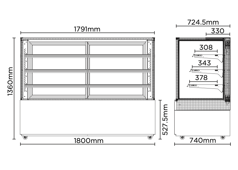 Bromic FD4T1800H 1800mm 4 Tier Hot Food Display