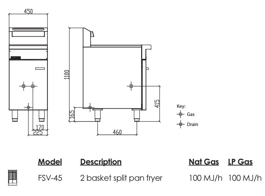 Luus FSV-45 Professional Series Split Pan Fryers