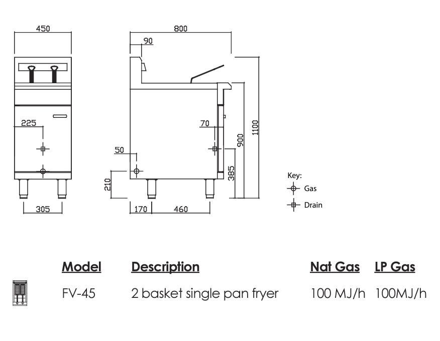 Luus FV-45 Professional Series V-Pan Fryers