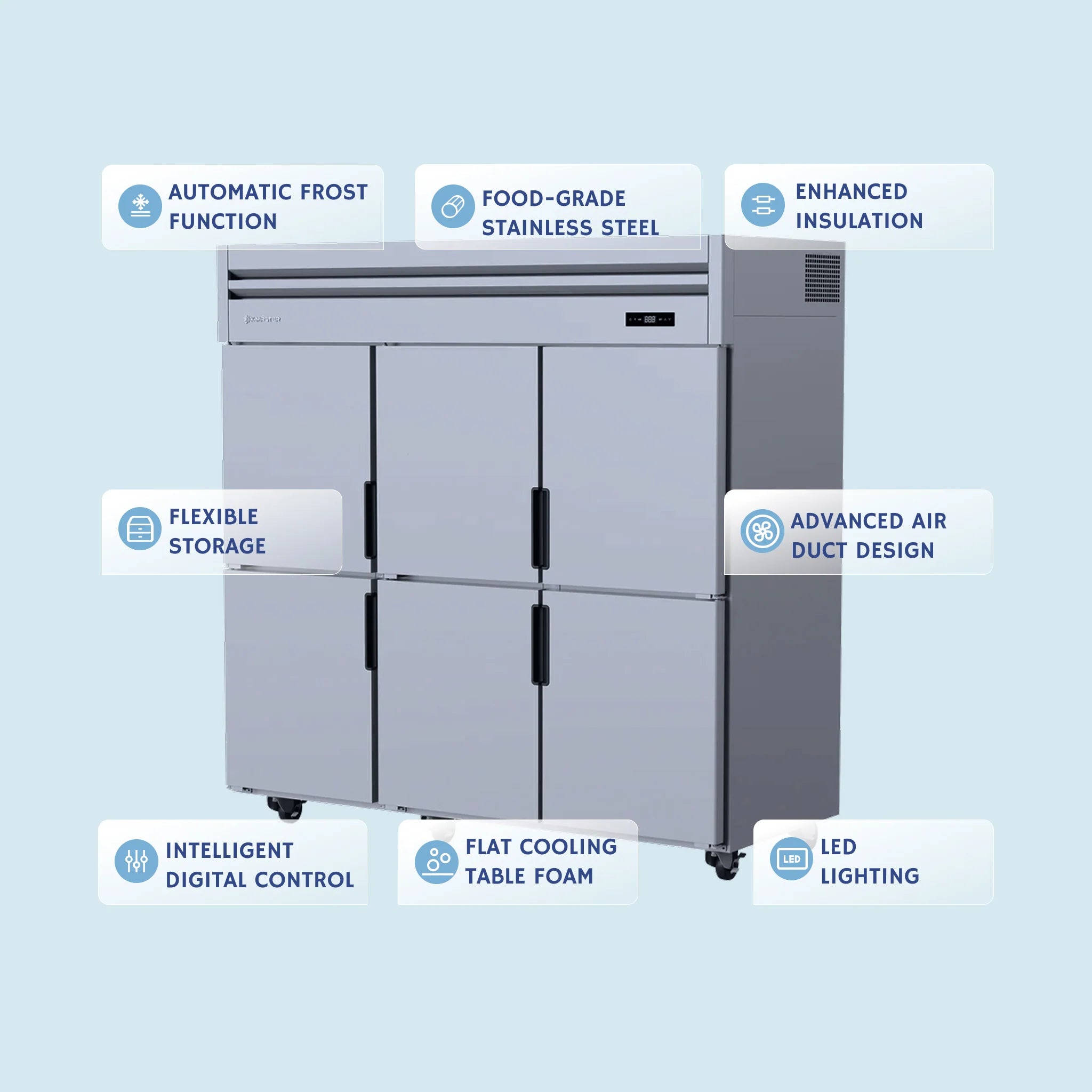 Upright Six Half Doors Freezer - HT65-6F-N