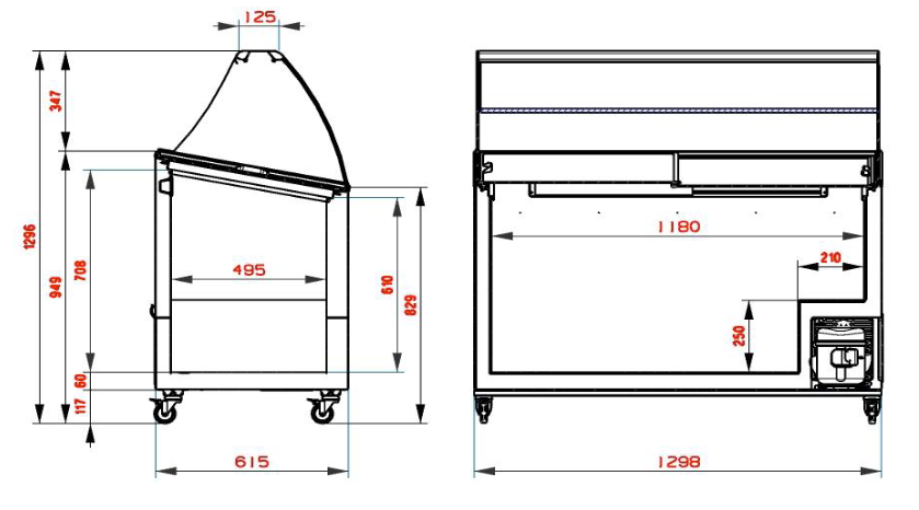 Bromic GD0007S-NR Angle Top Gelato Display Chest Freezer 352L