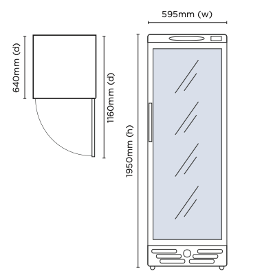 Bromic GM0374-NR LED Flat Glass Door Display Chiller 372L