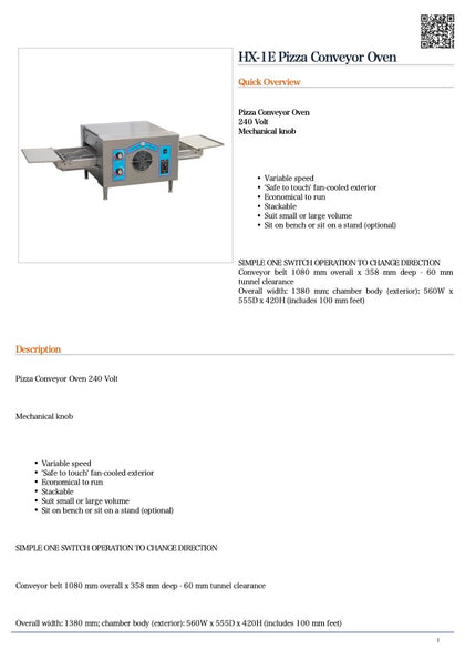 FED HX-1E Pizza Conveyor Oven / 1500x580x430 / 2Y Warranty