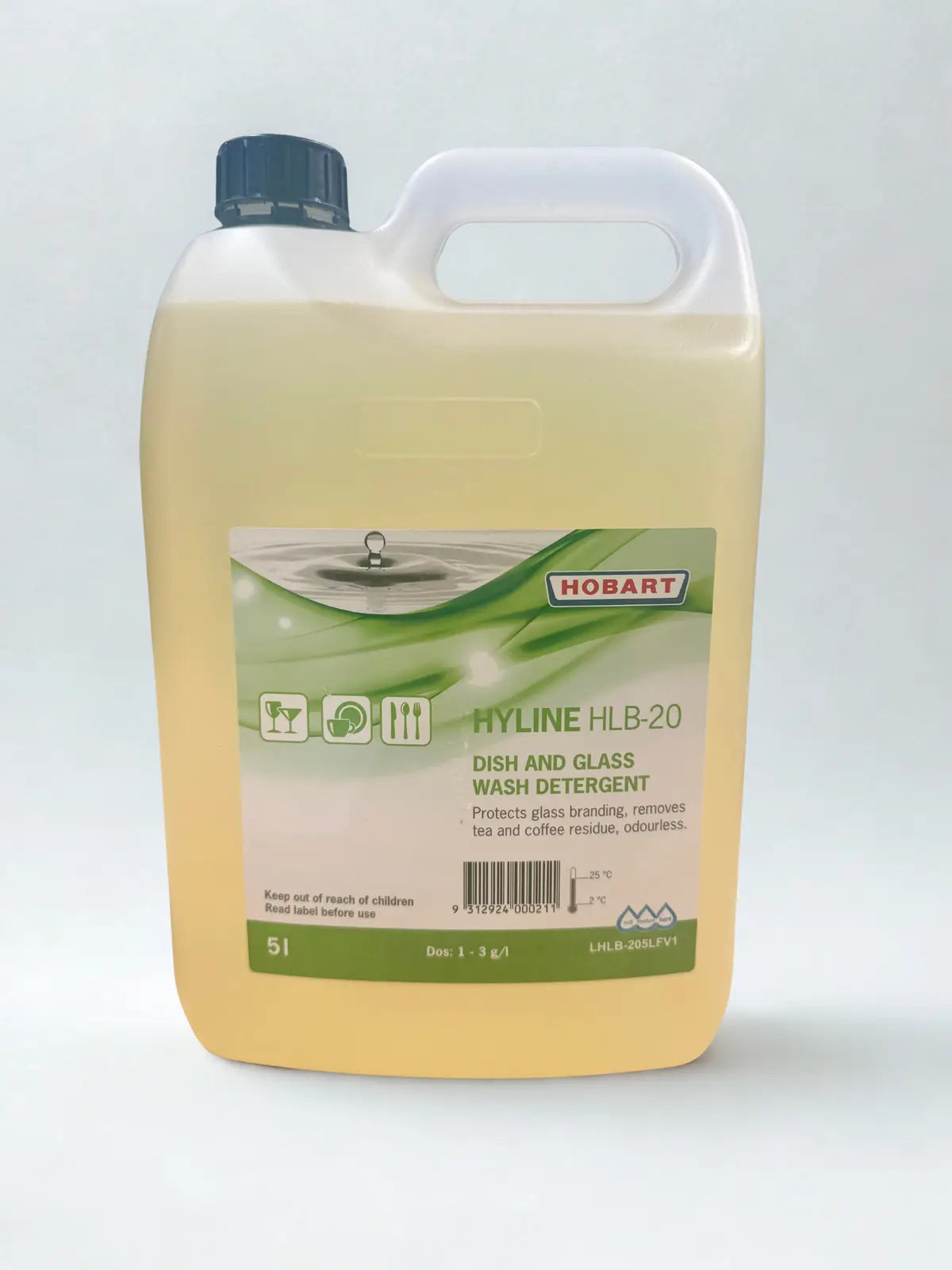 Hobart HYLINE Universal Detergent - Med To Hard Water - Chlorine Free 5L - HLB-205L - 1 Carton