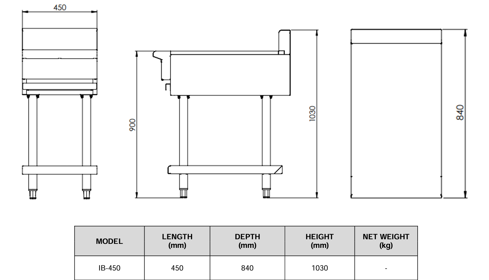B+S BLACK SERIES: IB-450 Infill Bench 450mm on Stand