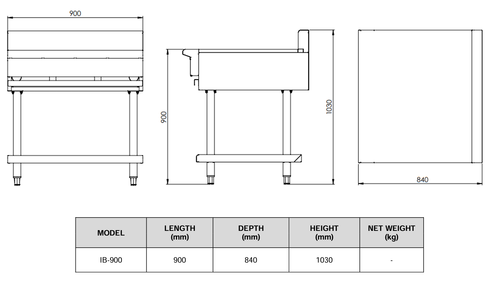 B+S BLACK SERIES: IB-900 Infill Bench 900mm on Stand