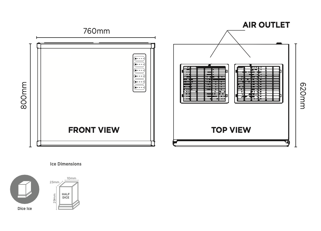 Bromic IM0485HDM Modular Half Dice Ice Machine 485kg