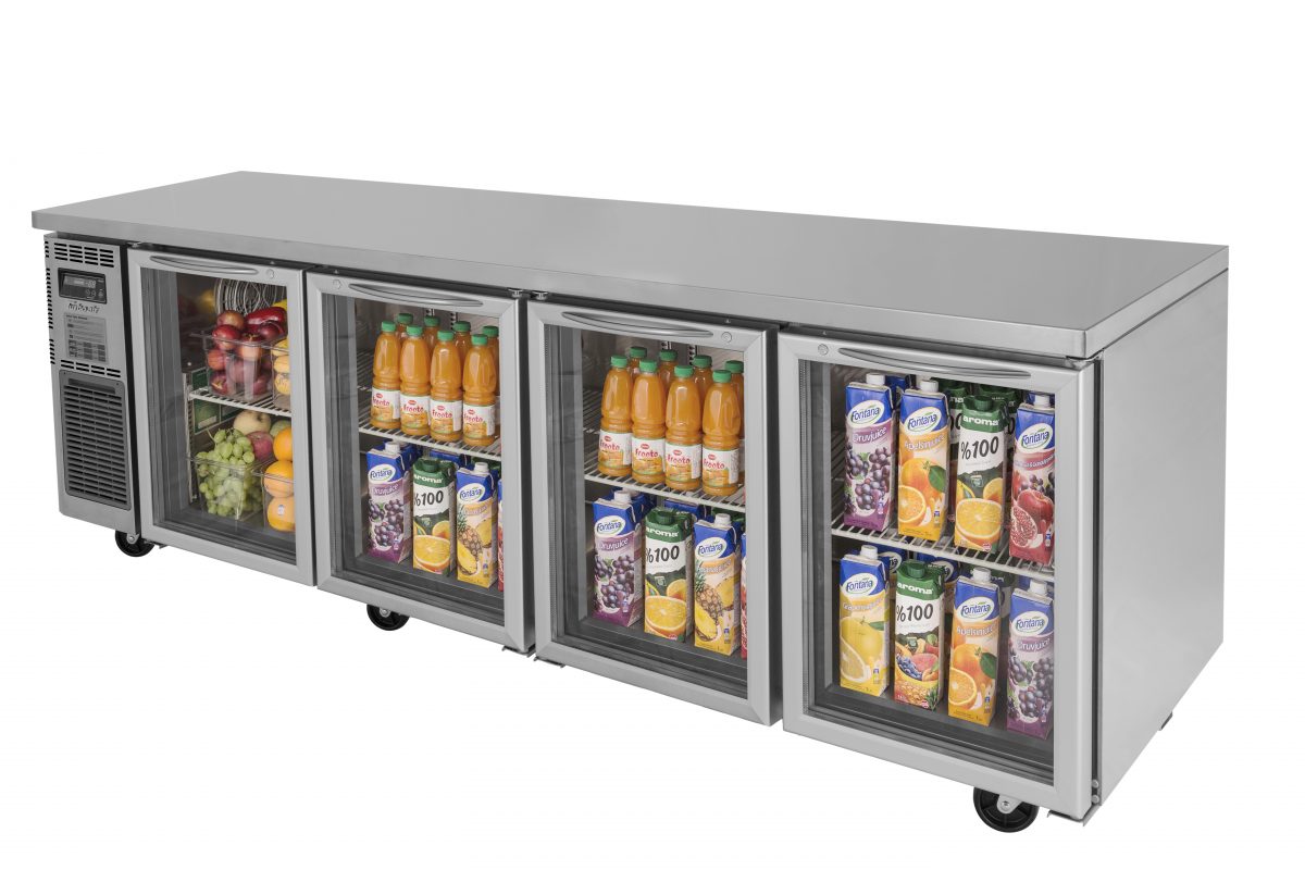 Turbo Air KGR24-4-N(HC) 2400mm Under Bench Four Glass Door Fridge 705L