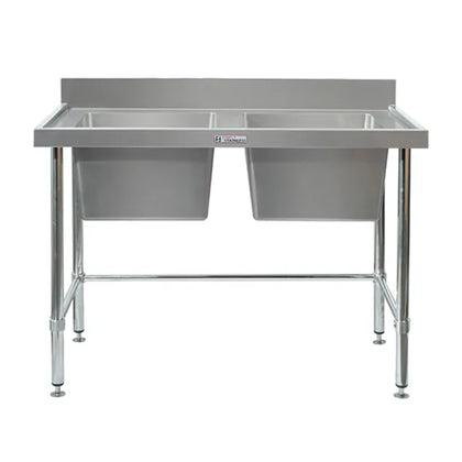 Simply Stainless / SS06.2400 LB / (600 Series) Stainless Double Sink with Splashback Includes leg brace -2400mm Wide