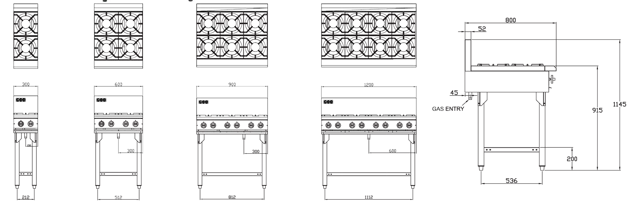 LKK OB8D 8 Gas Open Burner Cooktop